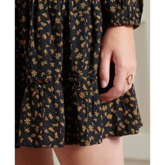 Superdry Richelle Floral Long Sleeve A-Line Dress 4 - Picture 5 of 10
